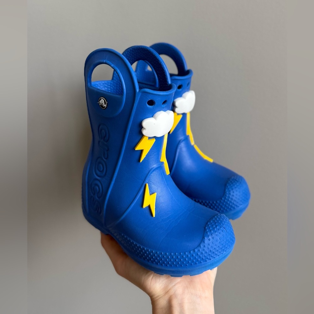CROCS  Limited collection Handle It Lightning Bolt Rain Boots size C9